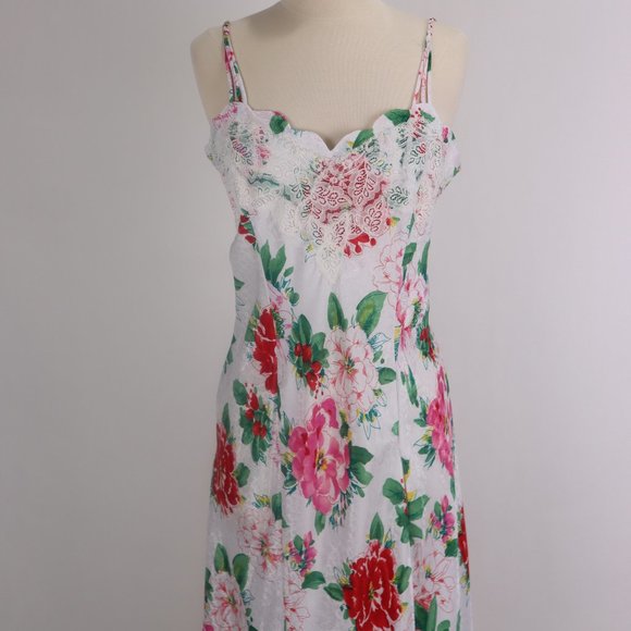 Vintage Victoria's Secret NWOT Lace Pearl Long Floral Tropical Nightgown Dress M - Picture 5 of 13